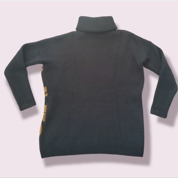 H&M | EUC Oversize Jacquard Sweater / Tunic Dress Floral Knit Turtleneck Size M - Picture 7 of 7